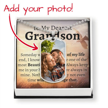 Grandson Morse Code Dog Tag Necklace - Love You This Much